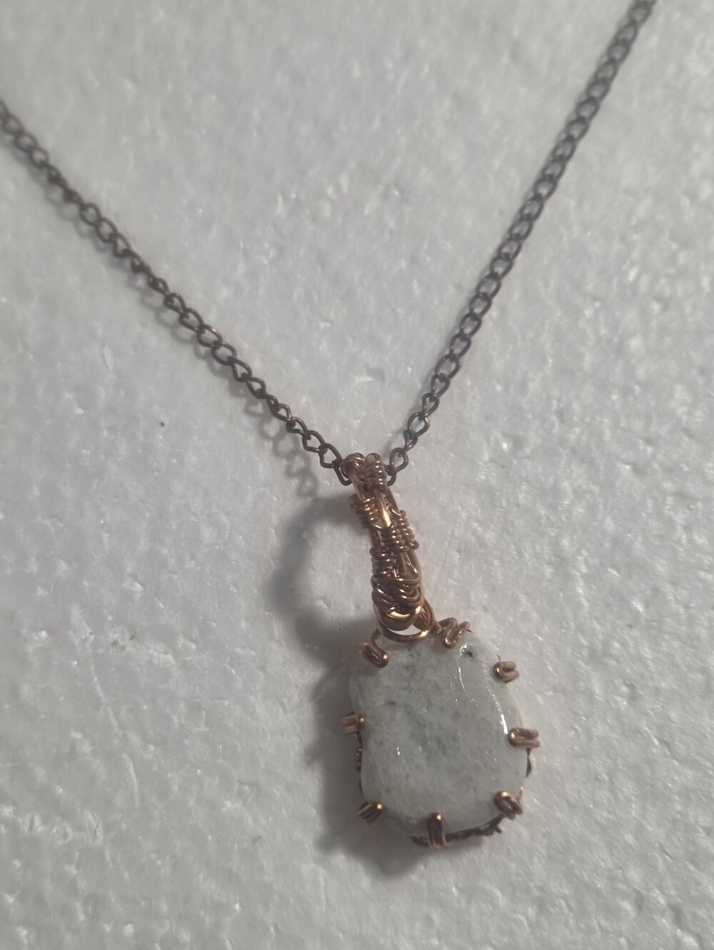 Handcrafted Copper And White Stone Pendant